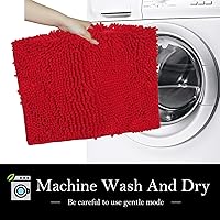 Vista 9 de Alfombras de baño de chenilla, juego de 2 piezas, superabsorbente, con fuerte respaldo antideslizante de PVC, alfombras de baño para el baño