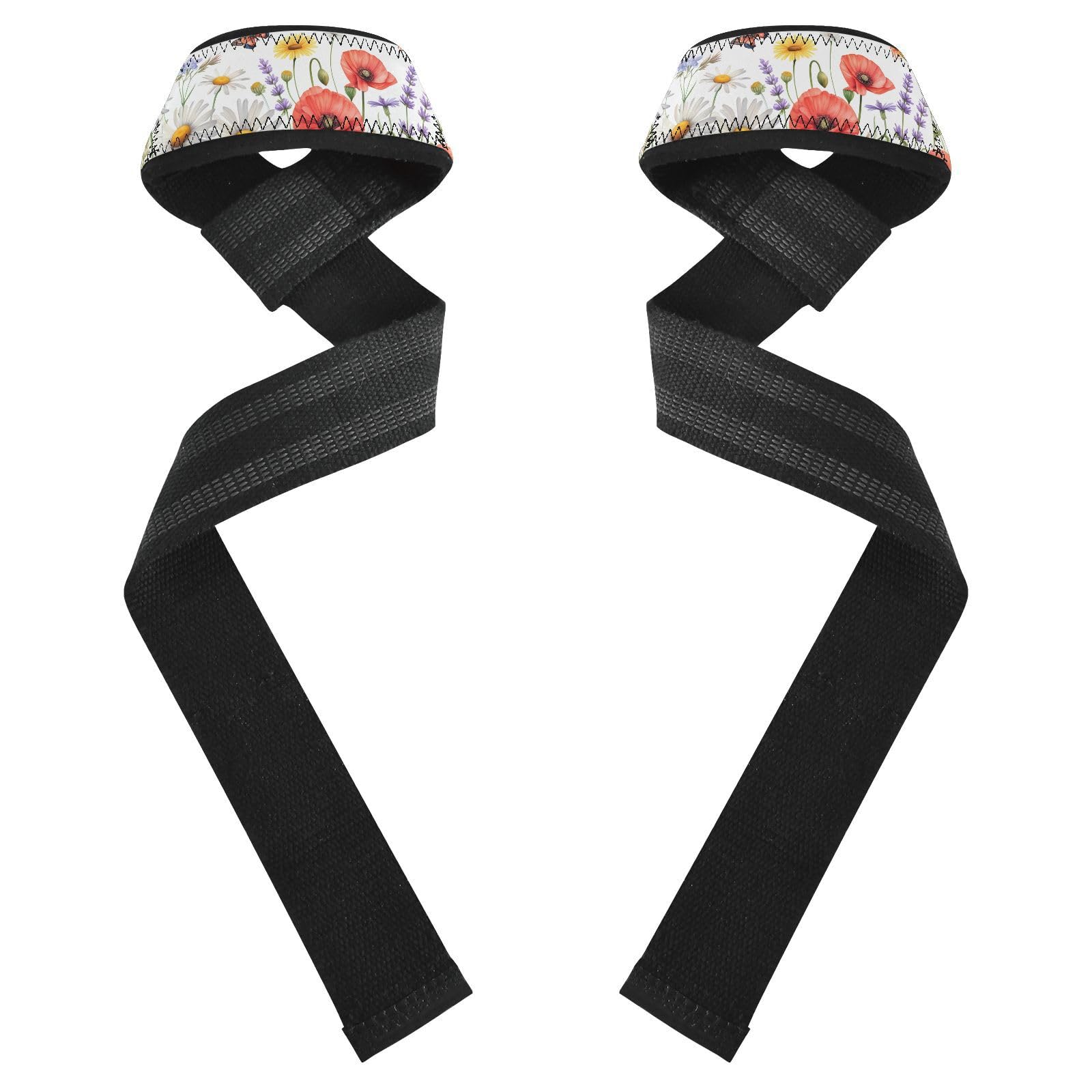 STAYTOP Beautiful Flowers and Butterflies Wrist Straps for Weightlifting,Lifting Straps with Neoprene Cushioned Wrist Padded and Anti-Skid Silicone for Strength Training,Bodybuilding,Deadlifting