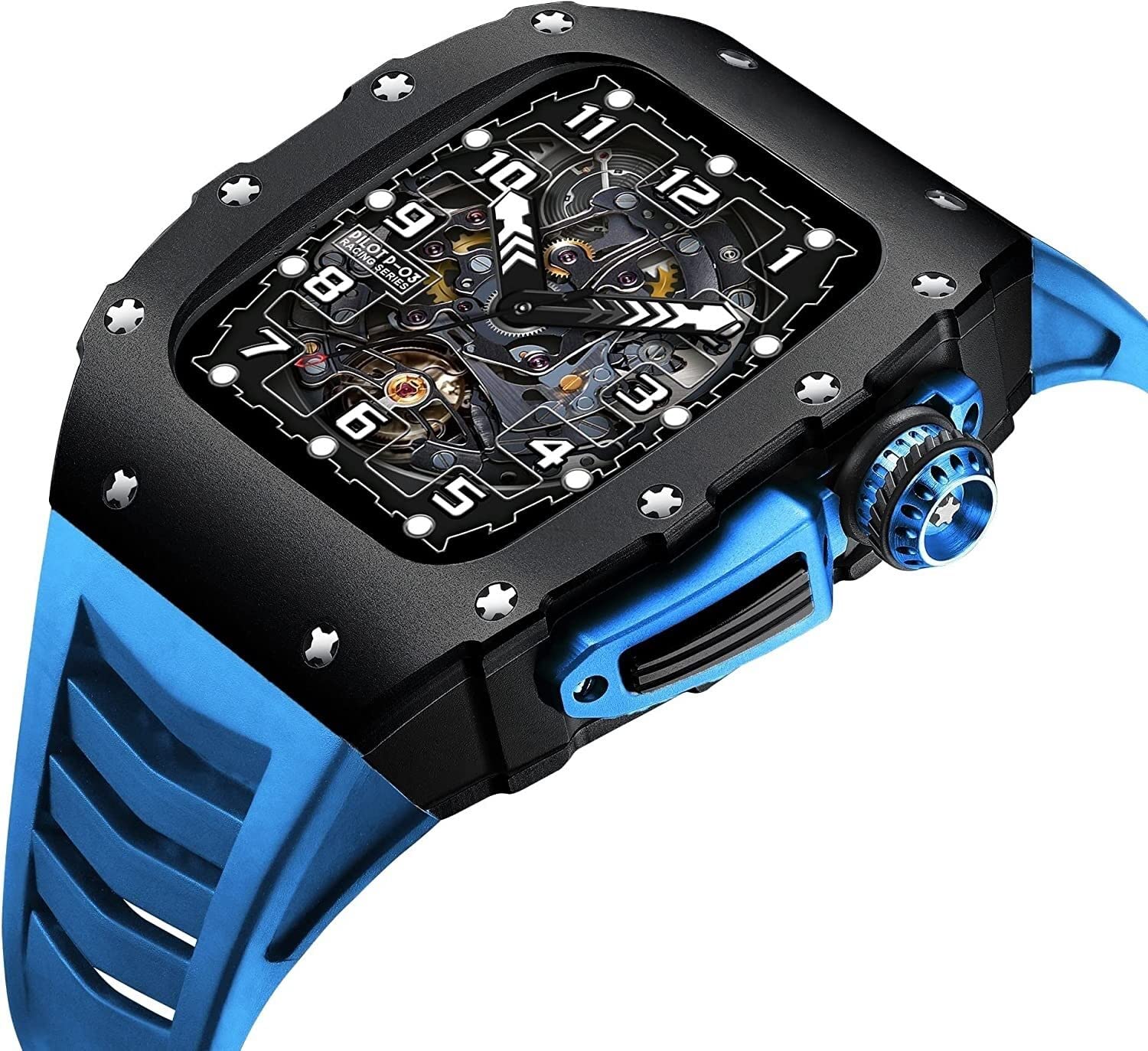 Kit mod Apple Watch boîtier métal bracelet fluororubber 45mm 44mm agate - 8