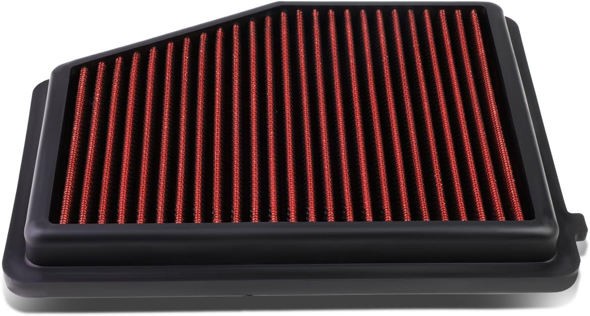 DNA Motoring AFPN-108-RD Clean Air Washable Drop In Panel Air Filter Enhance Engine Performance Power & Acceleration Improve [Compatible with 96-01 Honda Civic 1.6L CRV 2.0L]
