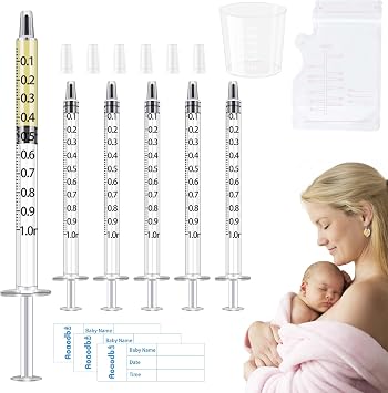 Colostrum Collector Kit Include 50pcs 1ml Sealed Breast Milk Collector with 50 Stickers