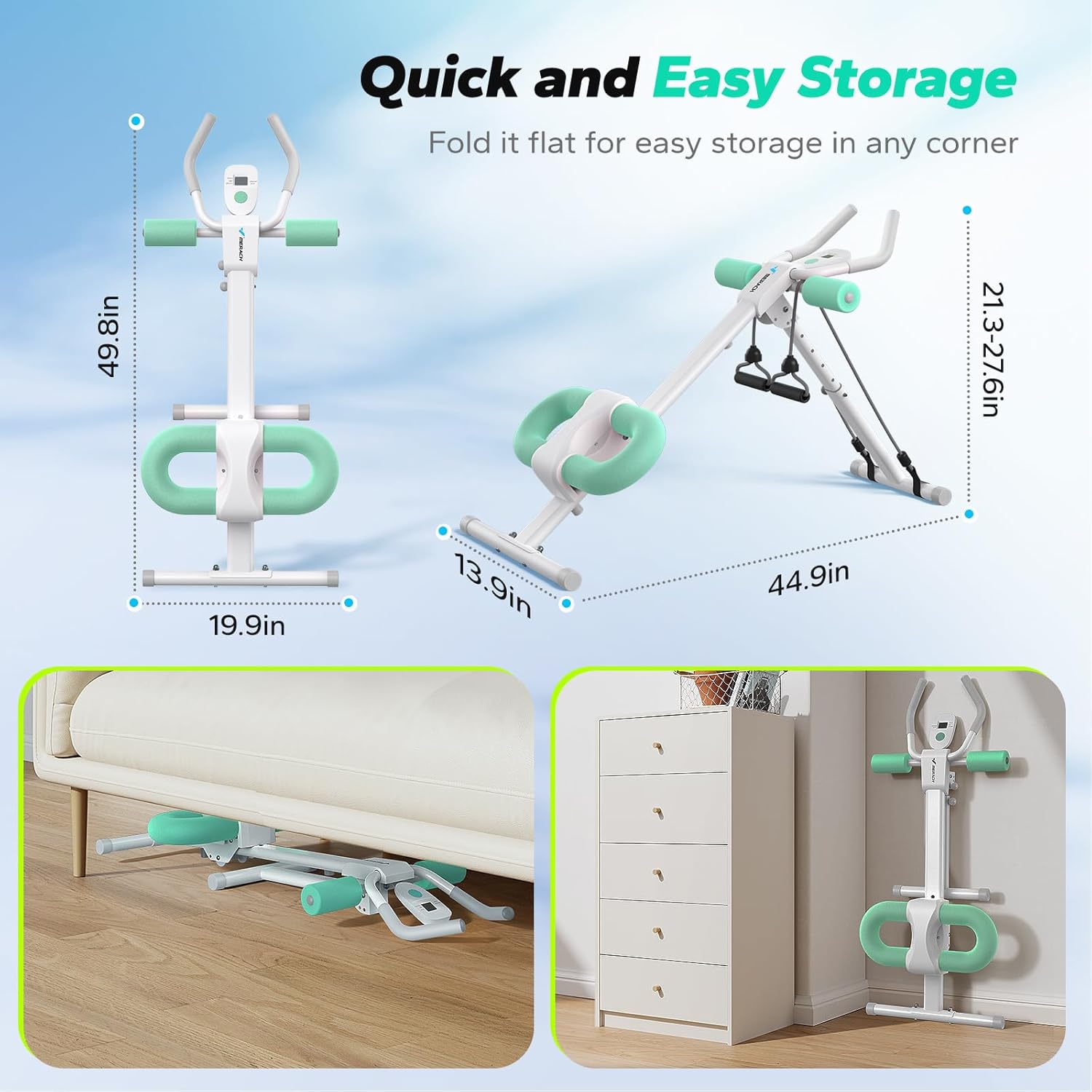 MERACH Ab Machine, Ab Workout Equipment, Adjustable Ab Trainer Machine for Abs Workout at Home Gym, Foldable, Knee Protection, Abdominal Trainer for Stomach Workout