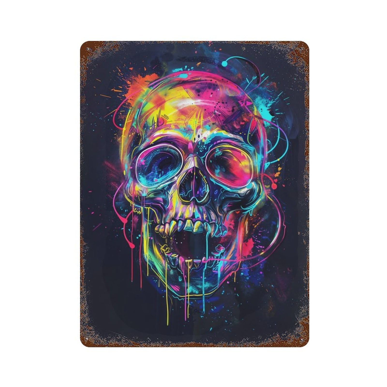 Skull Expression 15.7"x11.8" Retro Metal Sign, Industrial Home Decor for Basement, Hobby Room And Garage Decor