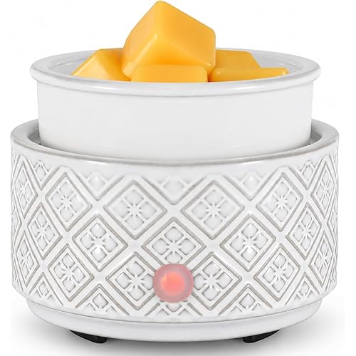 Wax Melt Warmer for Scented Wax,3-in-1Ceramic Wax Warmer Fragrances Candle Oils, Home Fragrance Burner,Electric Candle Warmer Perfect Christmas Gifts for Mom Women(White)