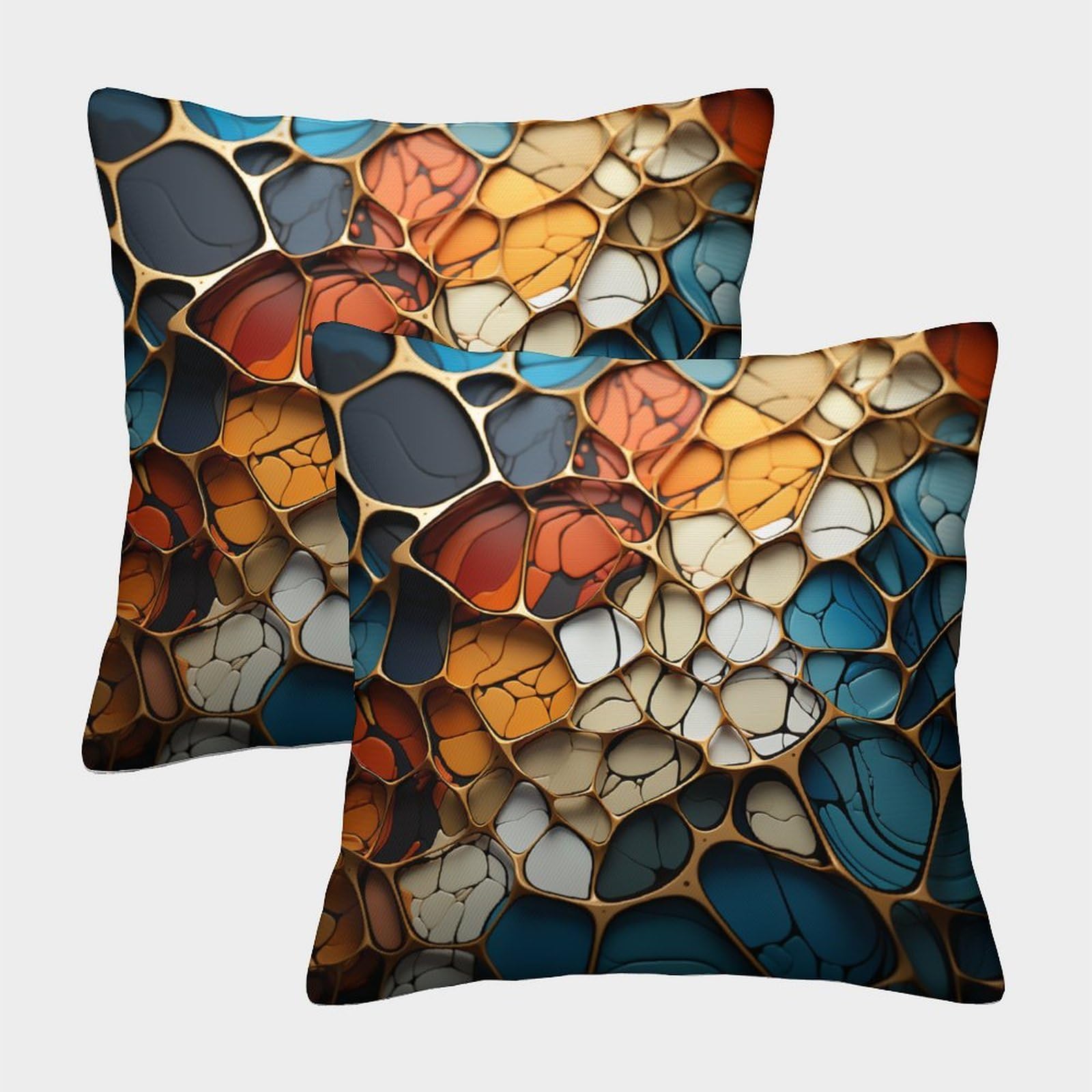 ZHUICHENG 3D Printed 3D Effects Throw Pillow Covers Irregular Patterns Pillow Case Cushion Garden Cushion Super Soft Pack of 2 for Patio,Couch, Tent, Balcony And Sofa 40x40cm