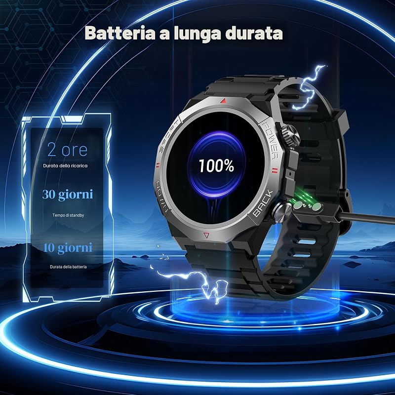 Ceas inteligent Atheewon Intense Black pentru bărbați și femei, cu funcție de inițiere și preluare a apelurilor