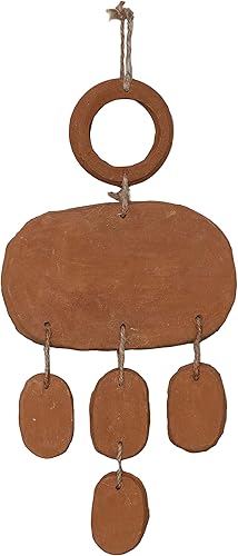 Creative Co-Op 20 Inches Handmade Terra-Cotta Hanging with Jute Hanger, Natural Wall Decor