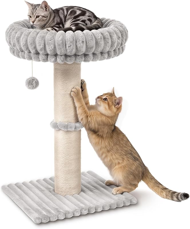 Arranhador para Gatos Avont com Poleiro, Sisal Natural e Almofada Removível – 73 cm