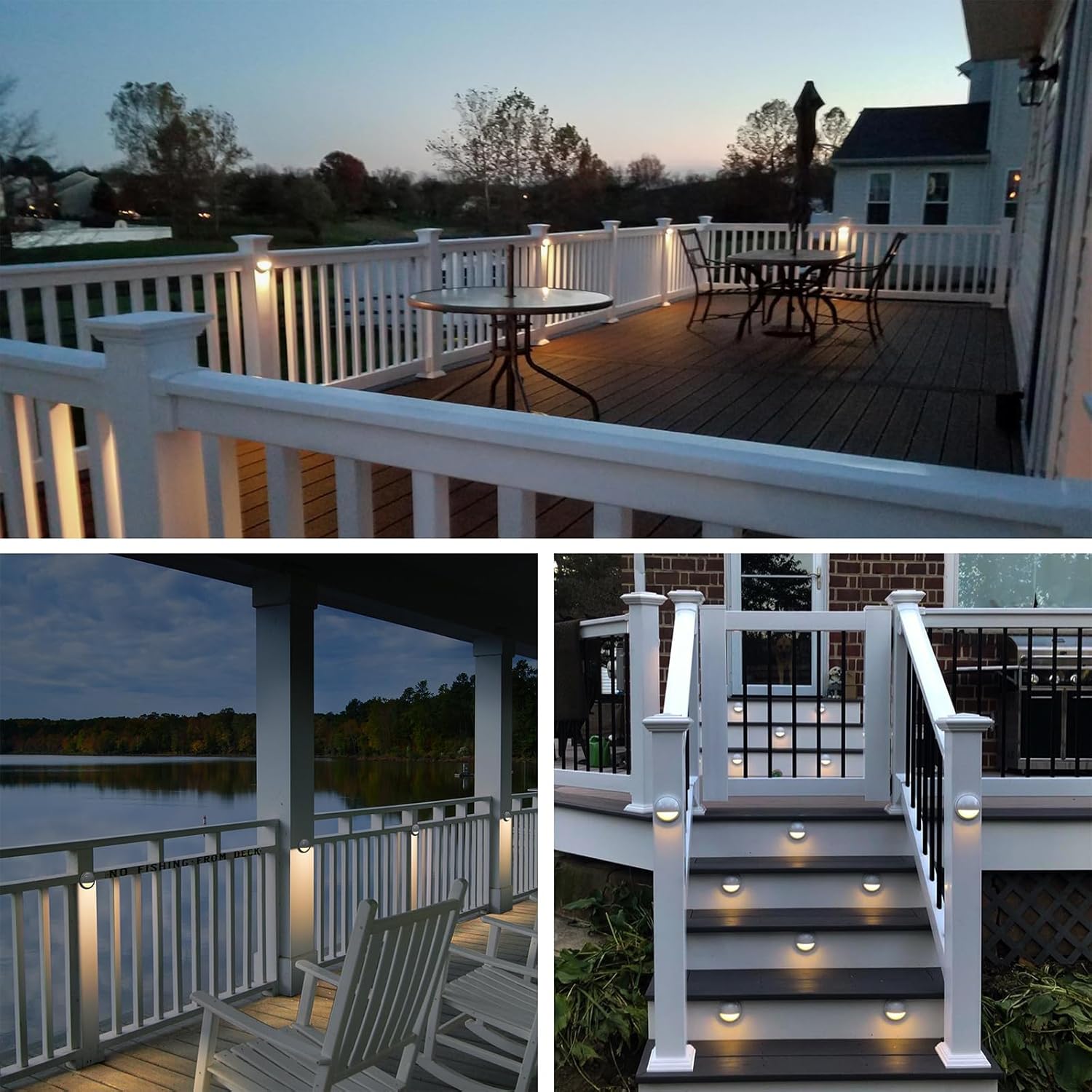 GKOLED Landscape Deck Light, Low Voltage 12V AC/DC Outdoor Patio Lighting, LED 2W Step Light, Die-Casting Aluminium with White Powder Appearance, 6 Pack