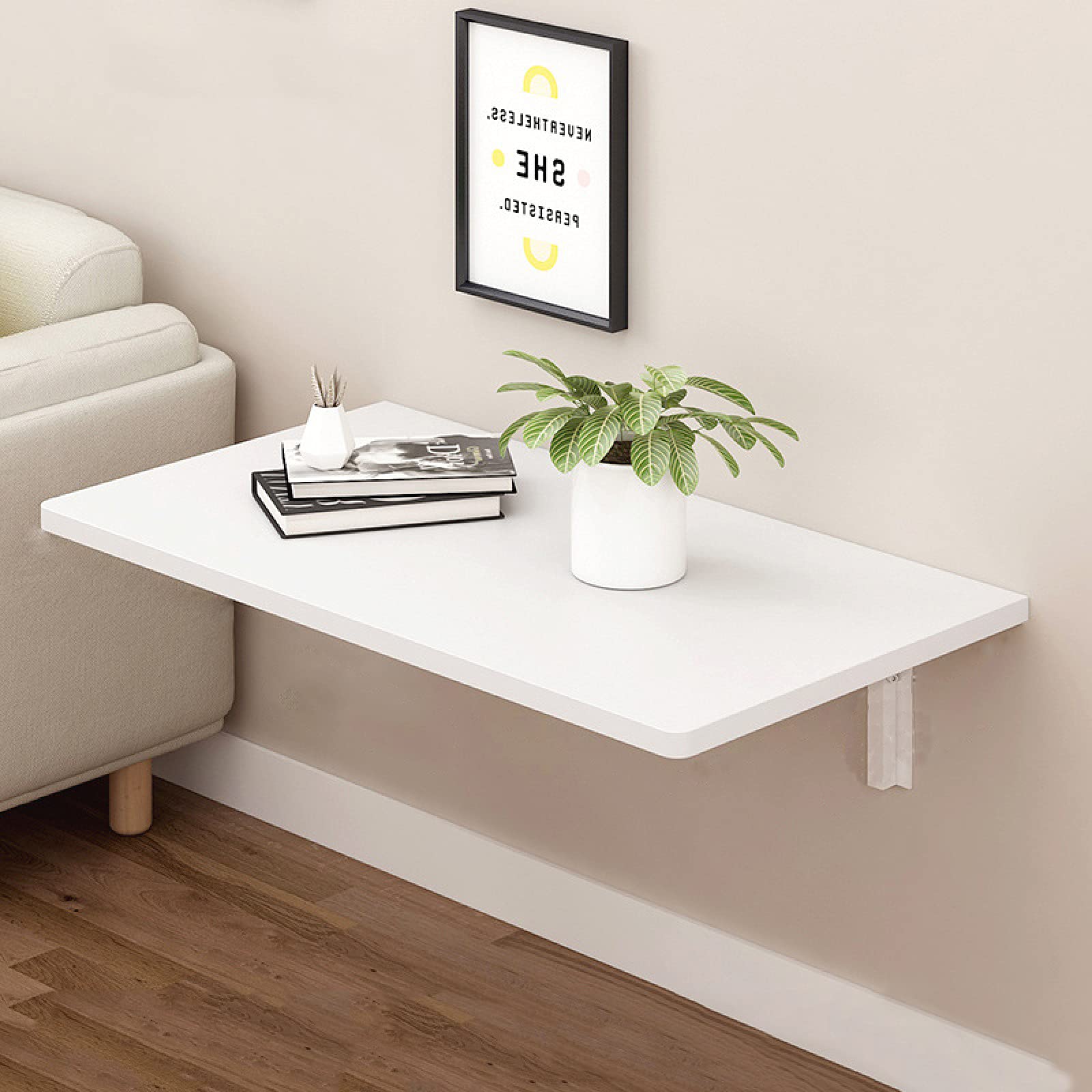 Table pliante murale bureau ordinateur enfants bois 50x120cm