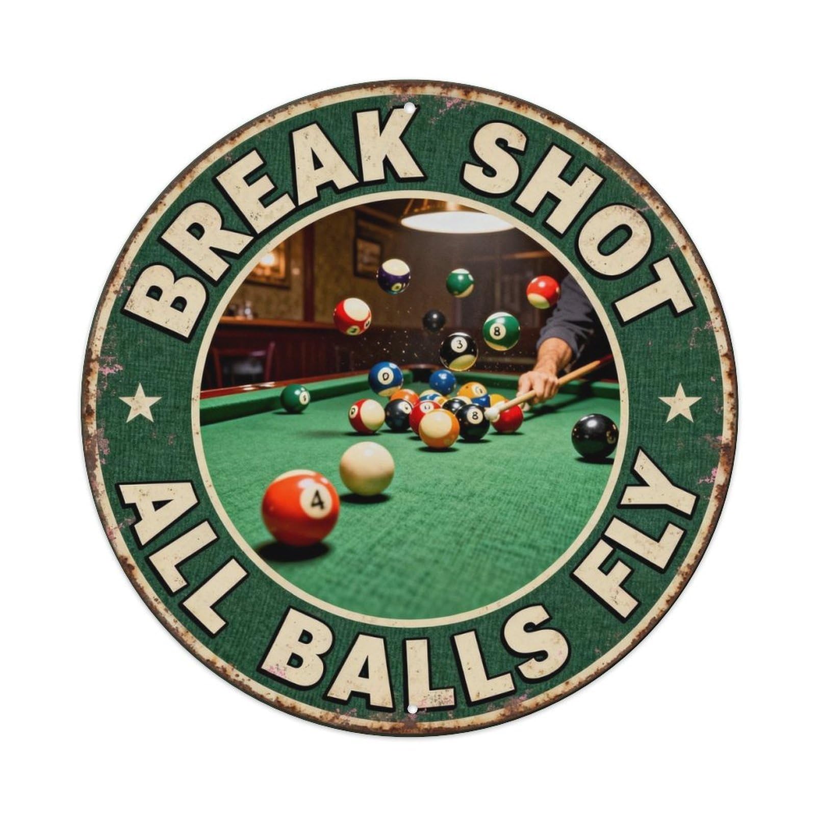 Break Shot All Balls Fly Metal Tin Sign Plaque