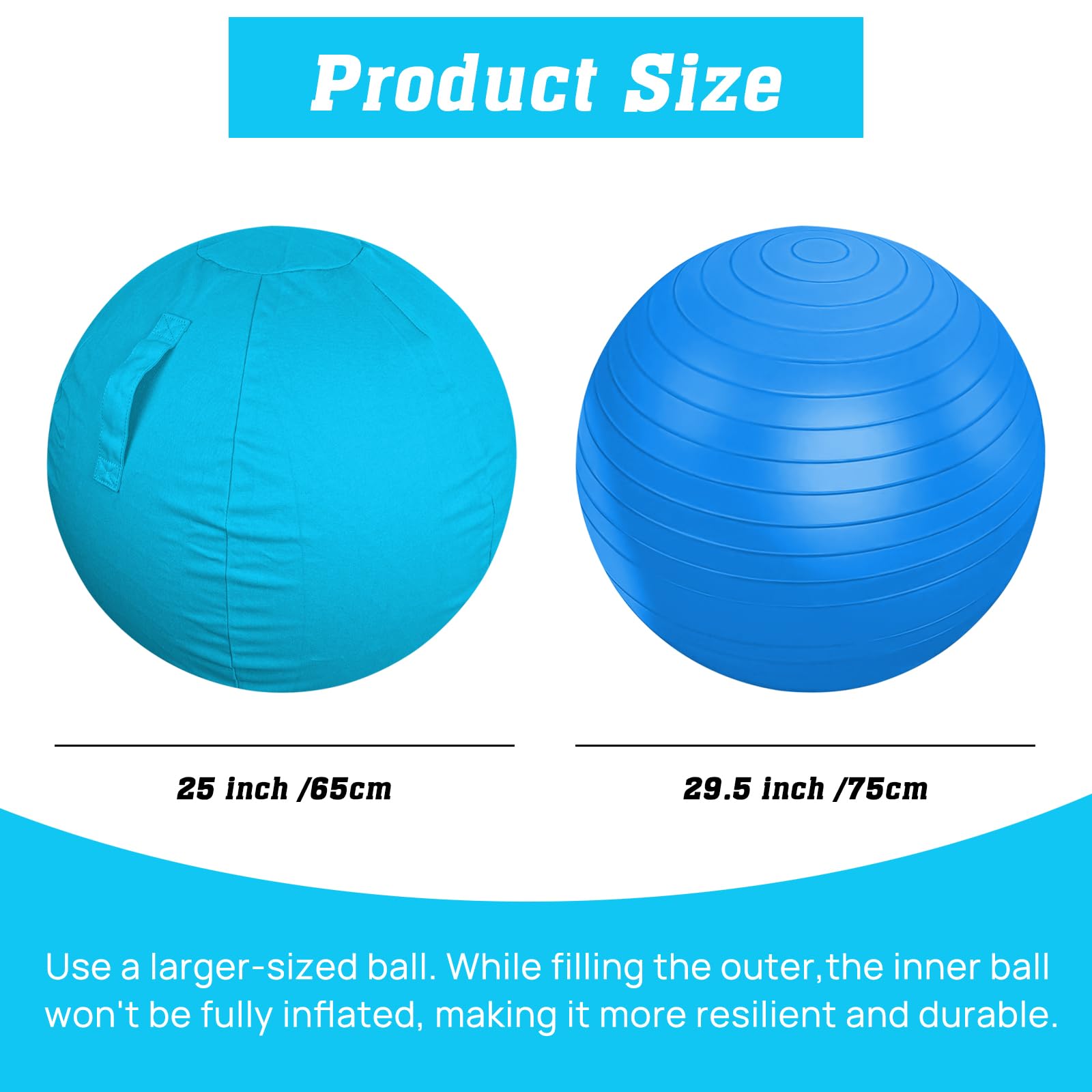 Mewlmart Herding Ball for Dogs & Horses, Large Dog Soccer Ball, Jolly Ball, Blue, 25''