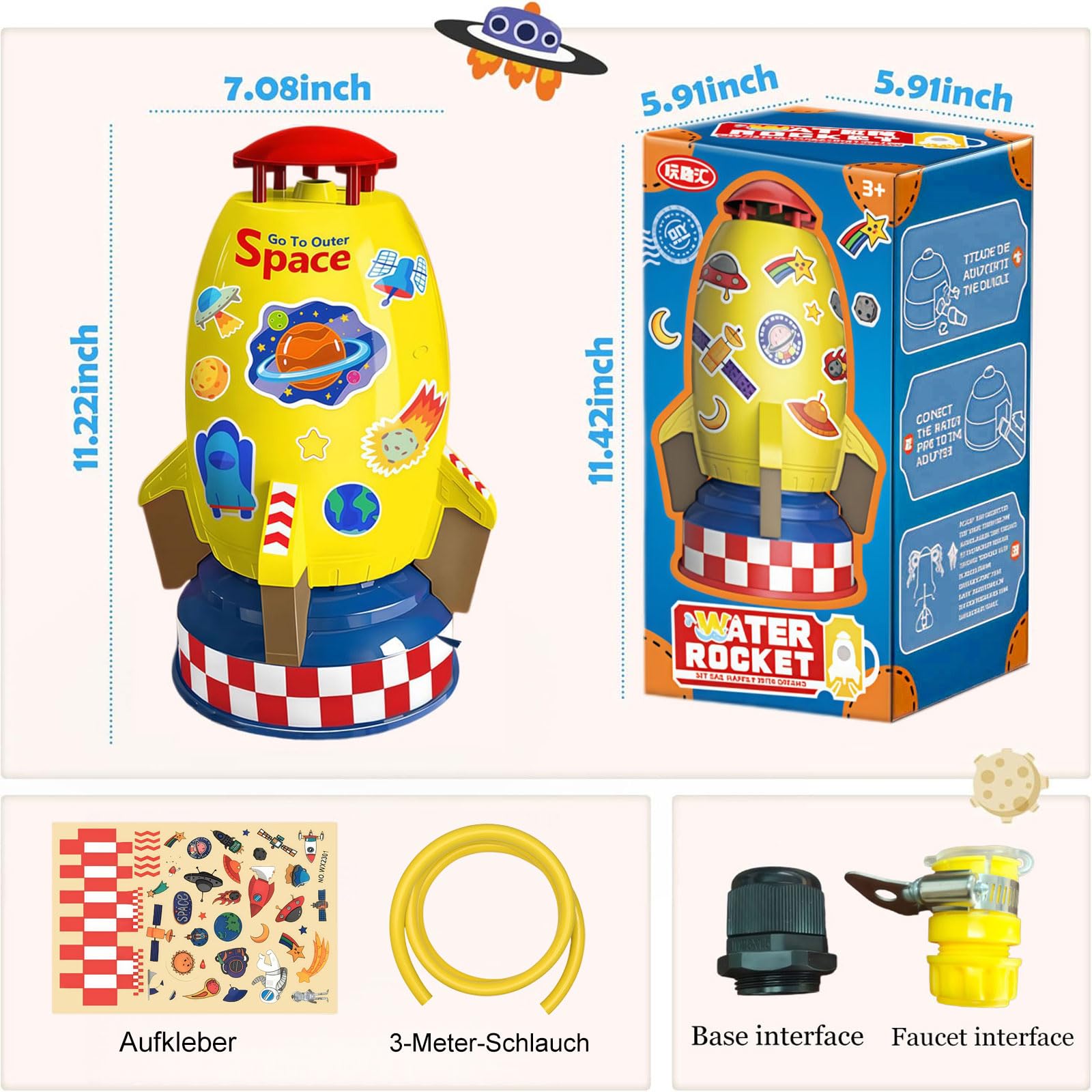 Giochi Acqua Bambini - Lanciarazzi ad Acqua per Giardino e Prato, Regalo di Compleanno per Bambini e Bambine da 3 a 14 Anni