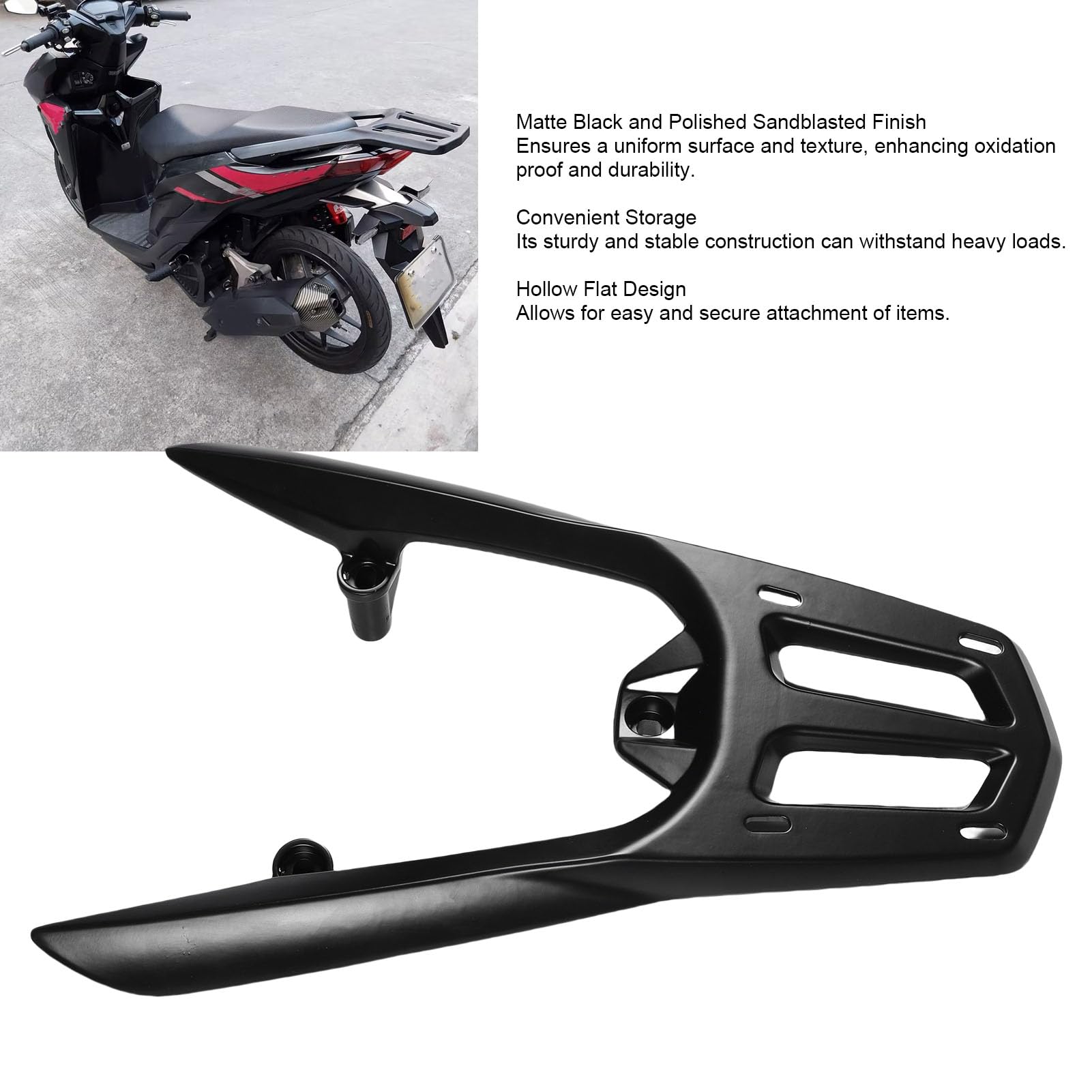 aqxreight Bagażnik Motocyklowy Pusta Konstrukcja Stabilna Wypolerowana Piaskownica Czarna Matowa Wymiana do Kliknięcia 125 150 Vario 125 150 2014-2021