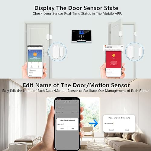 Miniatura 6 de Seguridad de alarma con alerta de aplicación de teléfono, pantalla TFT colorida de 1.8 pulgadas, sistema de seguridad inteligente para el hogar, kit