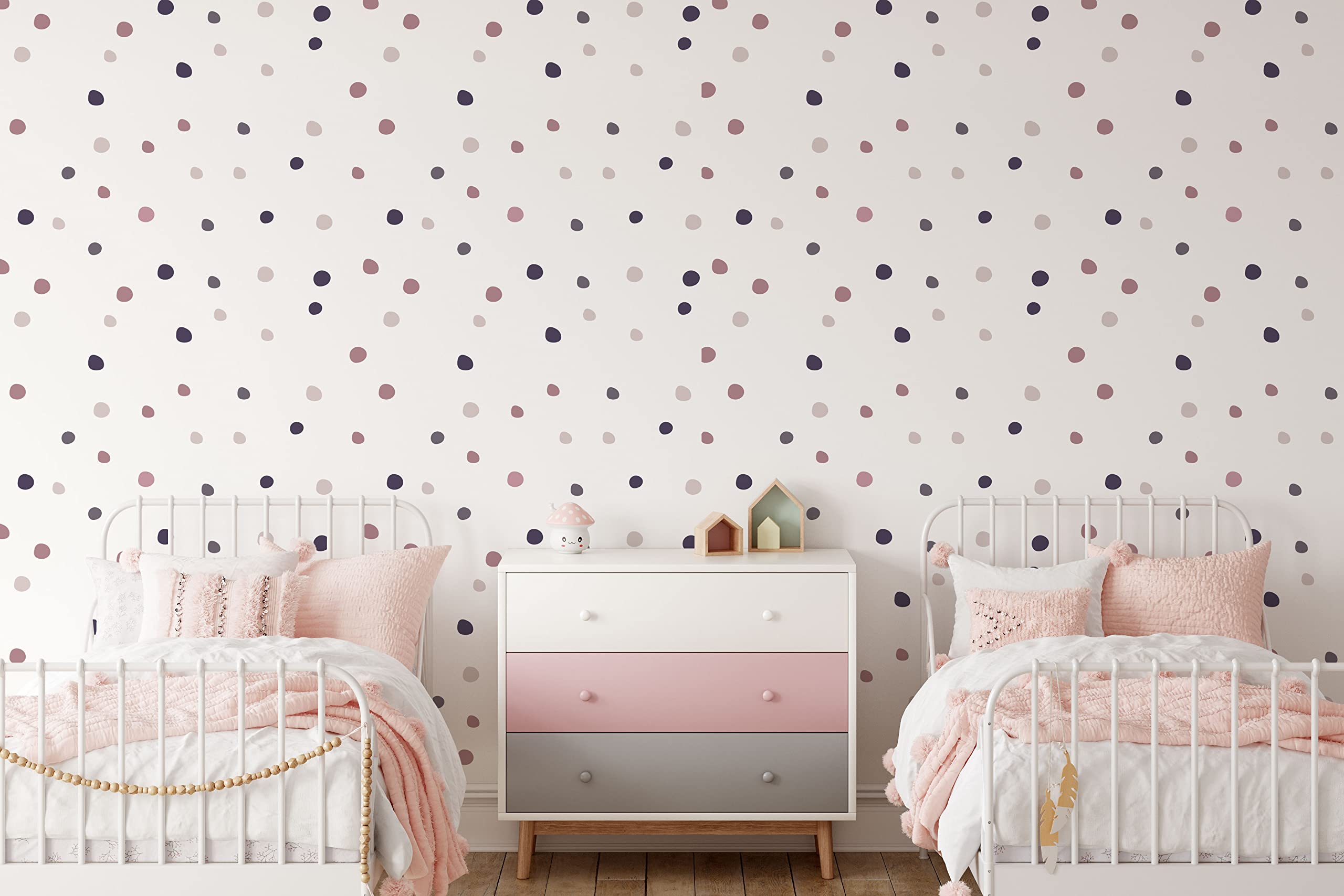 Quotemywall Girls Boho 150 Mixed Purple Pink Pastel Polka Dots Wall Stickers Blobs Wall Decor For Childrens Bedrooms Decals