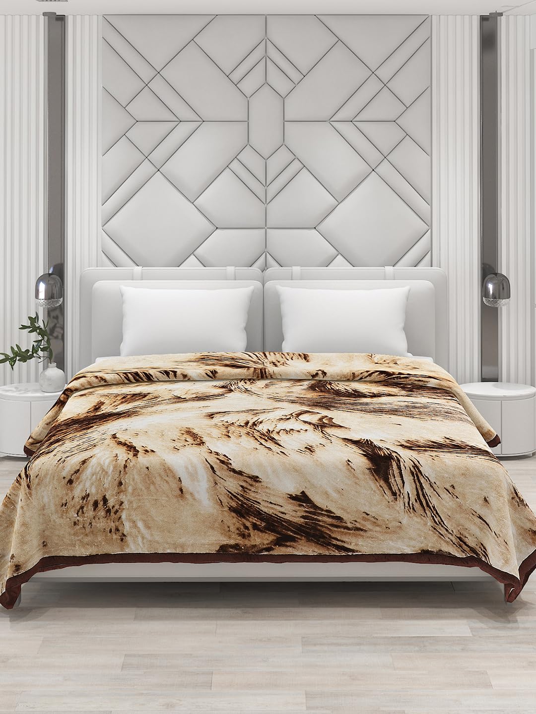 Buy Monte Carlo 5500 GSM Apricot 2 Ply Double bed Blanket Online at