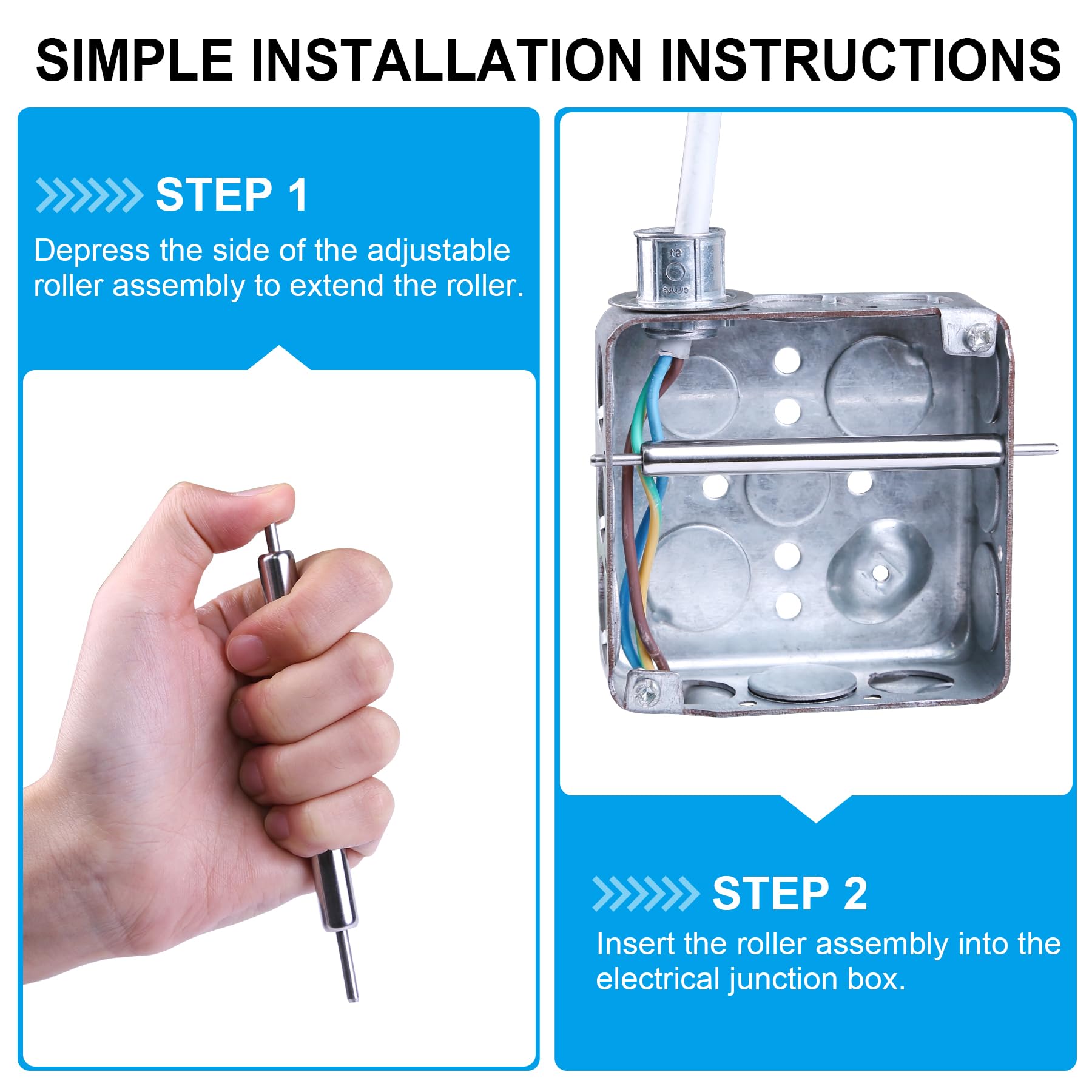 1 Pack Steel Wire Pulling Roller, Electrical Wire Pulling Tool, Wiring Management Tool for 4”Electrical Junction Box — Amazon image 4