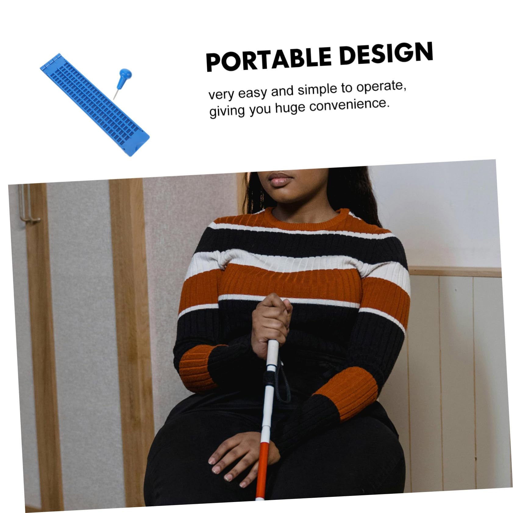 TOVINANNA 1 Set Braille Tablet Fingerboard Stylus Pen Stylus Braille Board Kit Braille Writing Board Braille Writing Plate Writing Board for Blinds Braille Accessory Plastic Blue