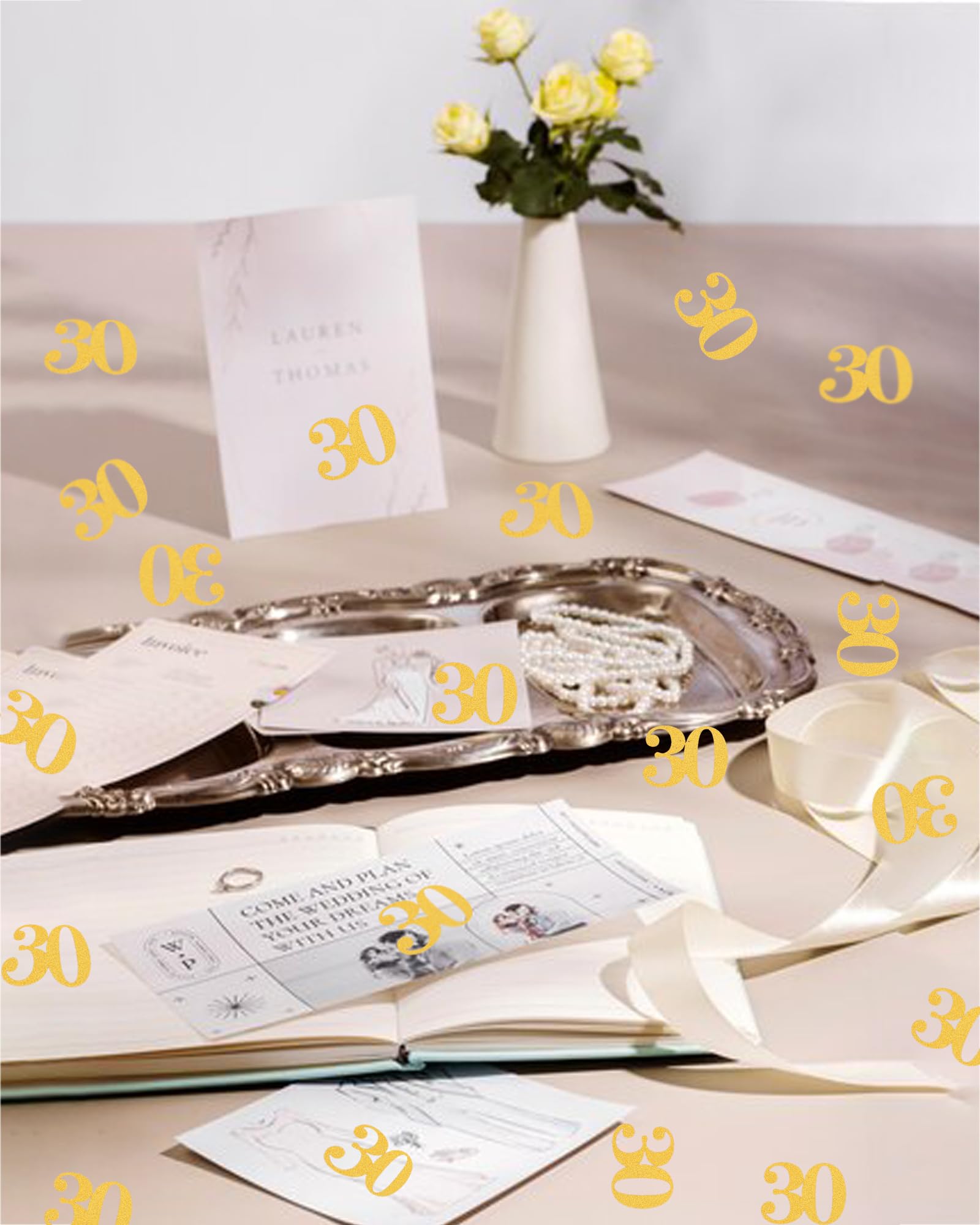 100 Stück Goldglitzerndes Konfetti Zum 30. Geburtstag – Zahl 30, Papierkonfetti Für Partys, Tischdekoration & Foto-Requisiten