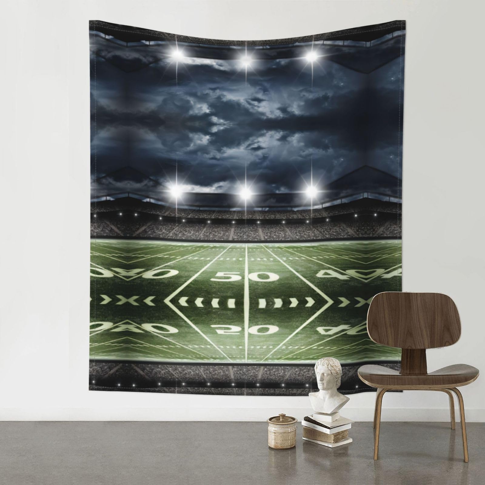 WHJSSF Stadium Football Satdium Field Light Night Prints 60x51in Wall Tapestry Bohemian Throw Blanket Dorm Decor Beach Picnic Cover