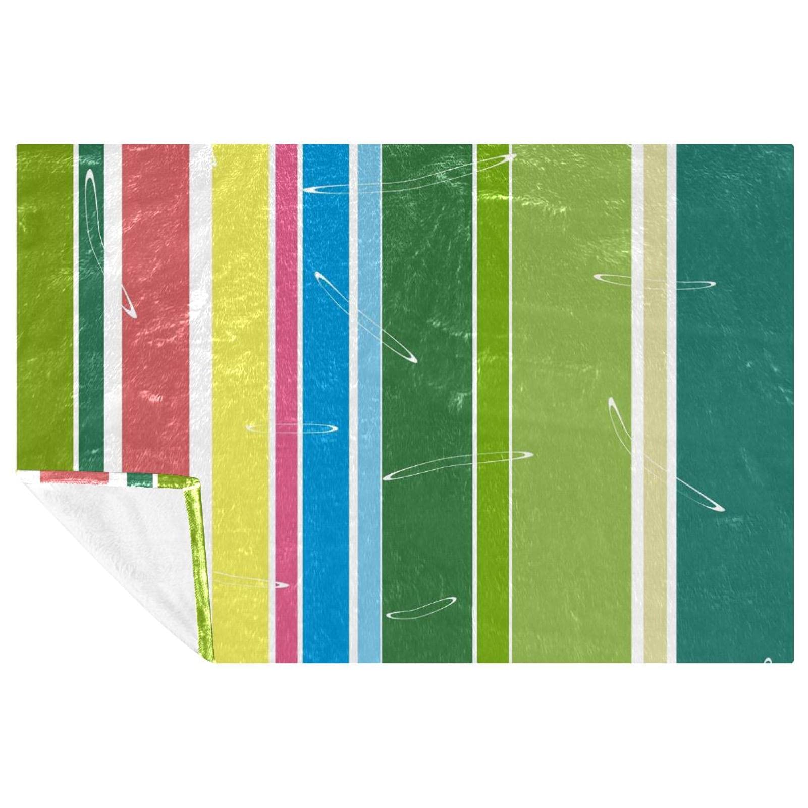 Couverture douce et chaude à rayures pour lit, plaid de pique-nique et camping 150x100