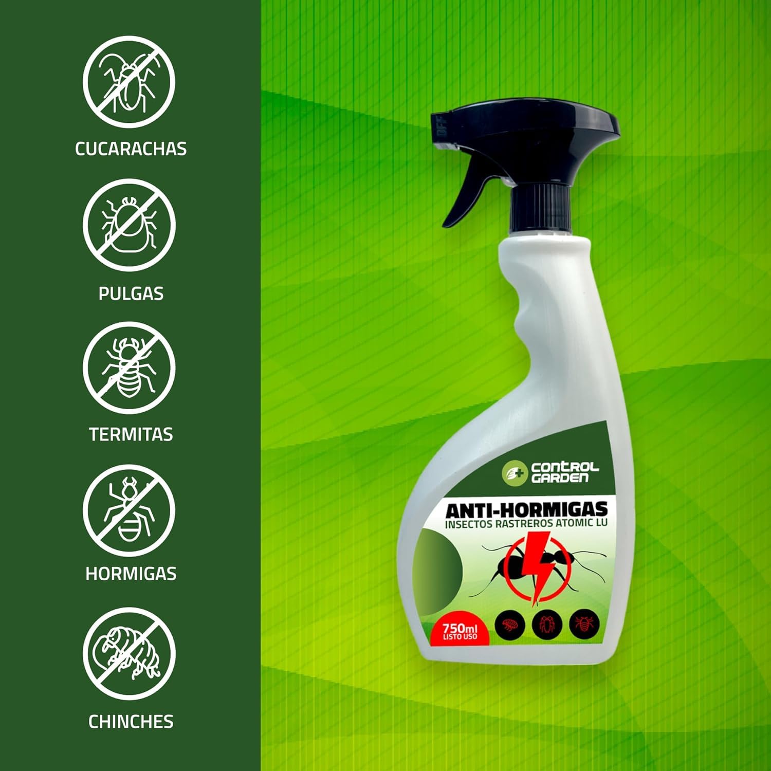 CONTROL GARDEN Pack AntiHormigas Talquera 600 GR + Spray 750 ML | Solución Definitiva Elimina Hormigas, Hormigueros y Colonias | Apto Interior y Exterior | Chinches, Cucarachas e Insectos Rastreros