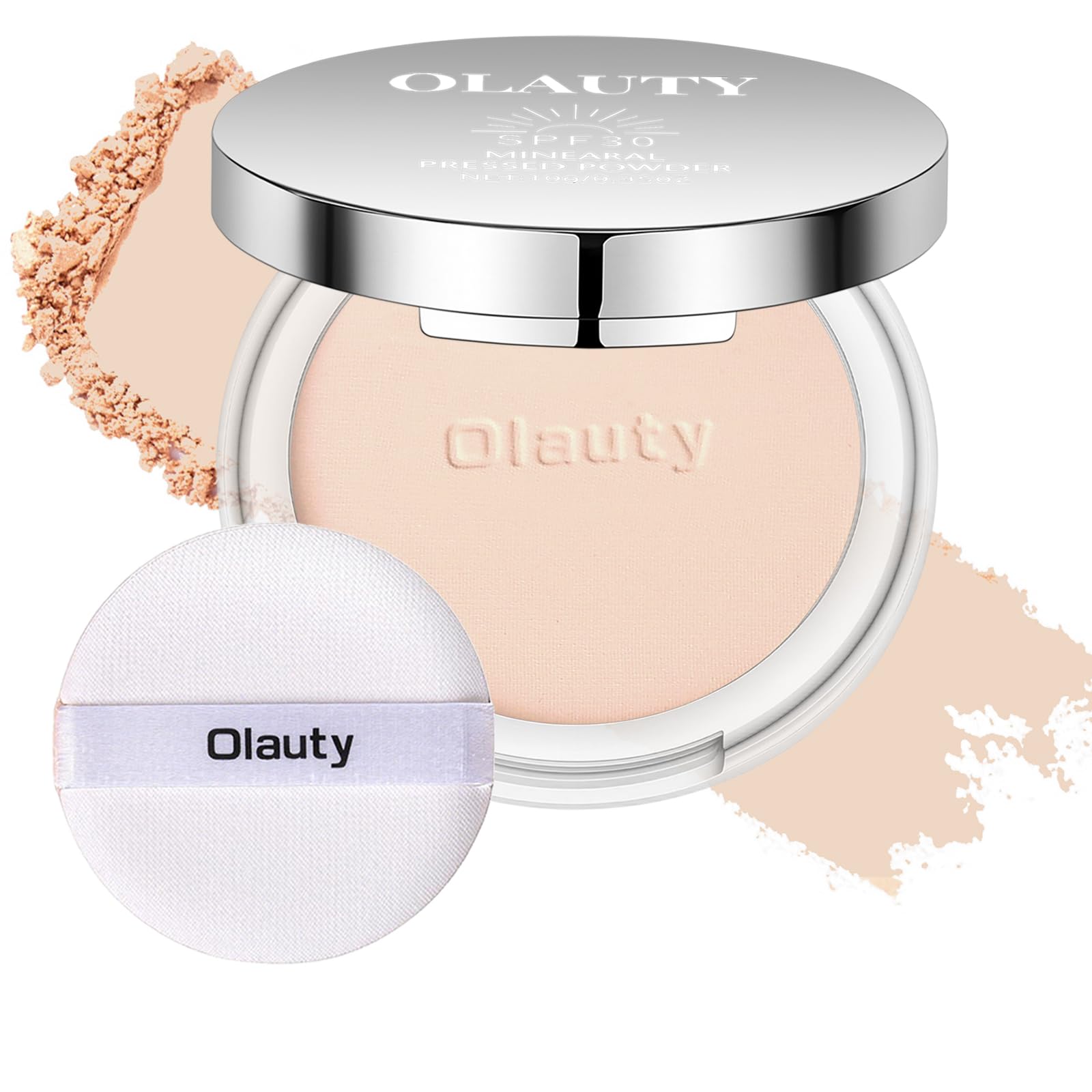 Mineral Powder Foundation with SPF 30+, 4-in-1 Mineral Pressed Powder with Concealer & Finishing Compact Powder, Matte Weightless Buildable Foundation, Light to Medium Coverage (#3 Natural Ivory)