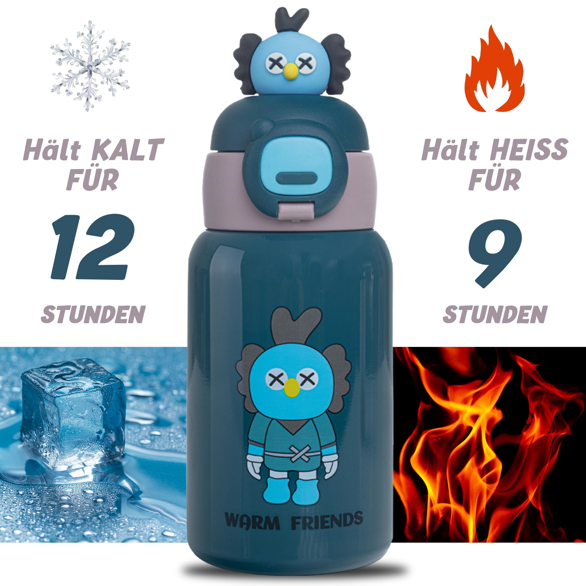 Sleepday Trinkflasche Kinder Edelstahl 450ml Dunkelblau Auslaufsicher