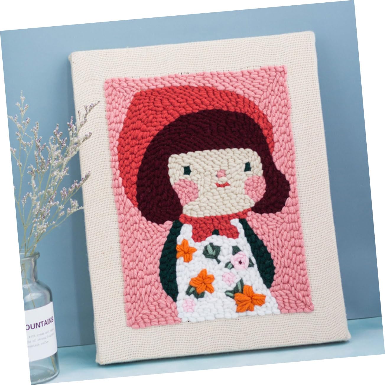 Angoily Kit De Base De Bordado Cuadrada Punzón Para Bordar Incluye Hilos y Accesorios Para Manualidades De Bricolaje Hecho Mano Para Regalar Eventos De Artesanía De Niña