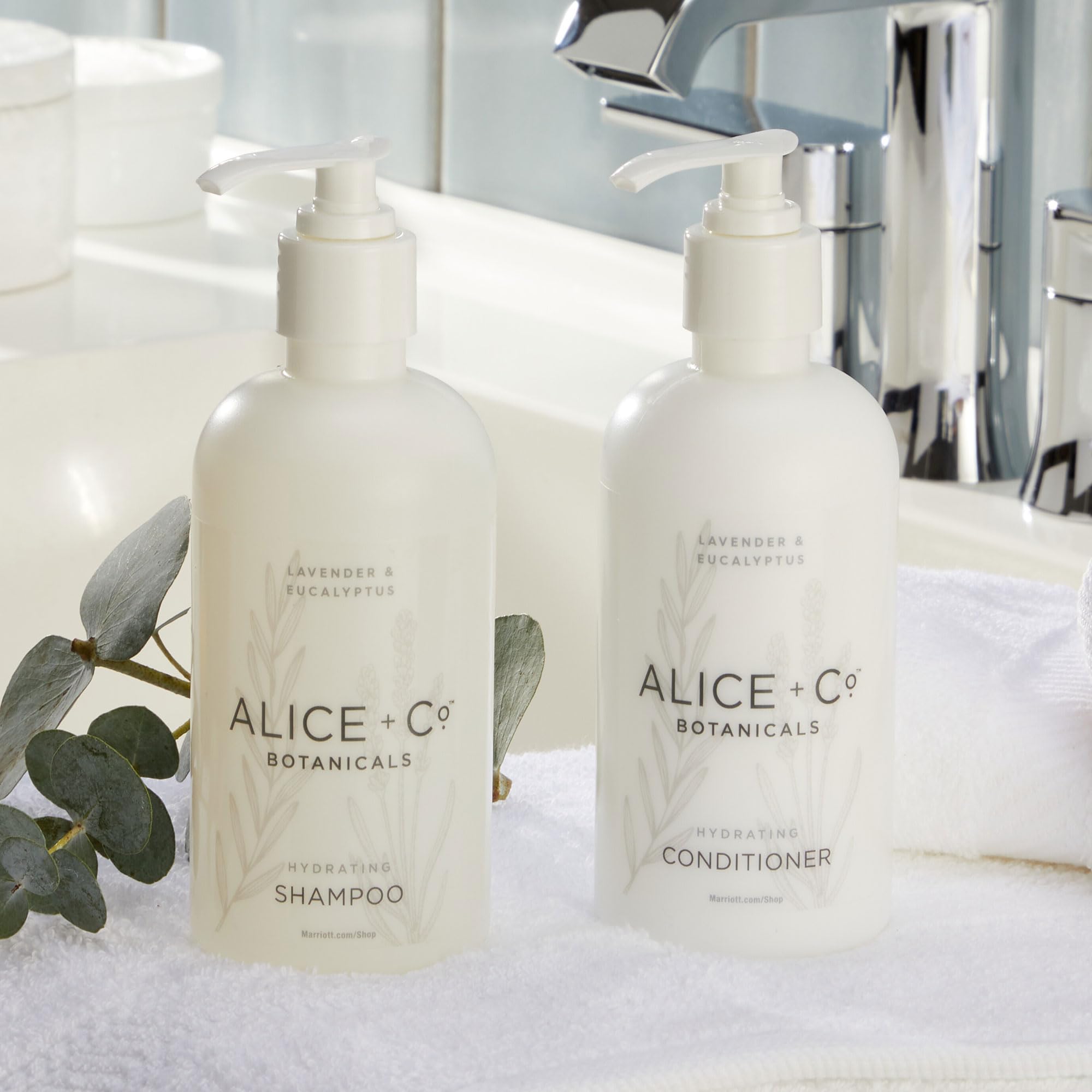 Alice + Co. Szampon i odżywka - Fairfield by Marriott - TownePlace - SpringHill - Hotel Bath Amenities - Lavender & Eucalyptus - Butelki do pielęgnacji włosów 8,5 uncji