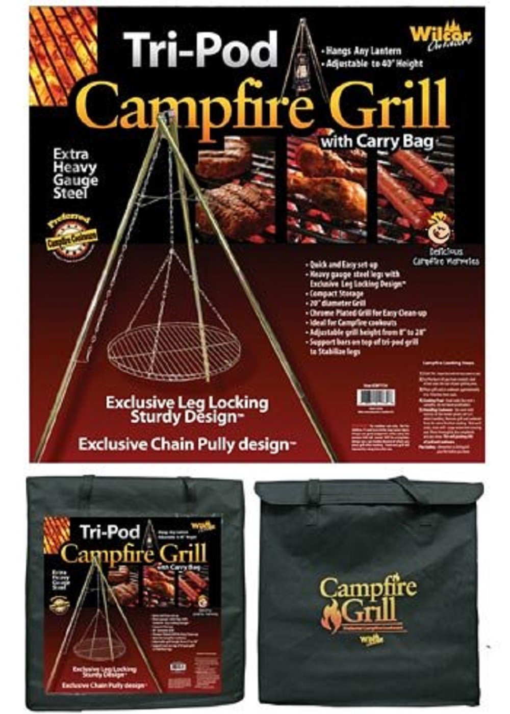 Parrilla Campfire Tri-Pod (altura ajustable y configuración rápida)