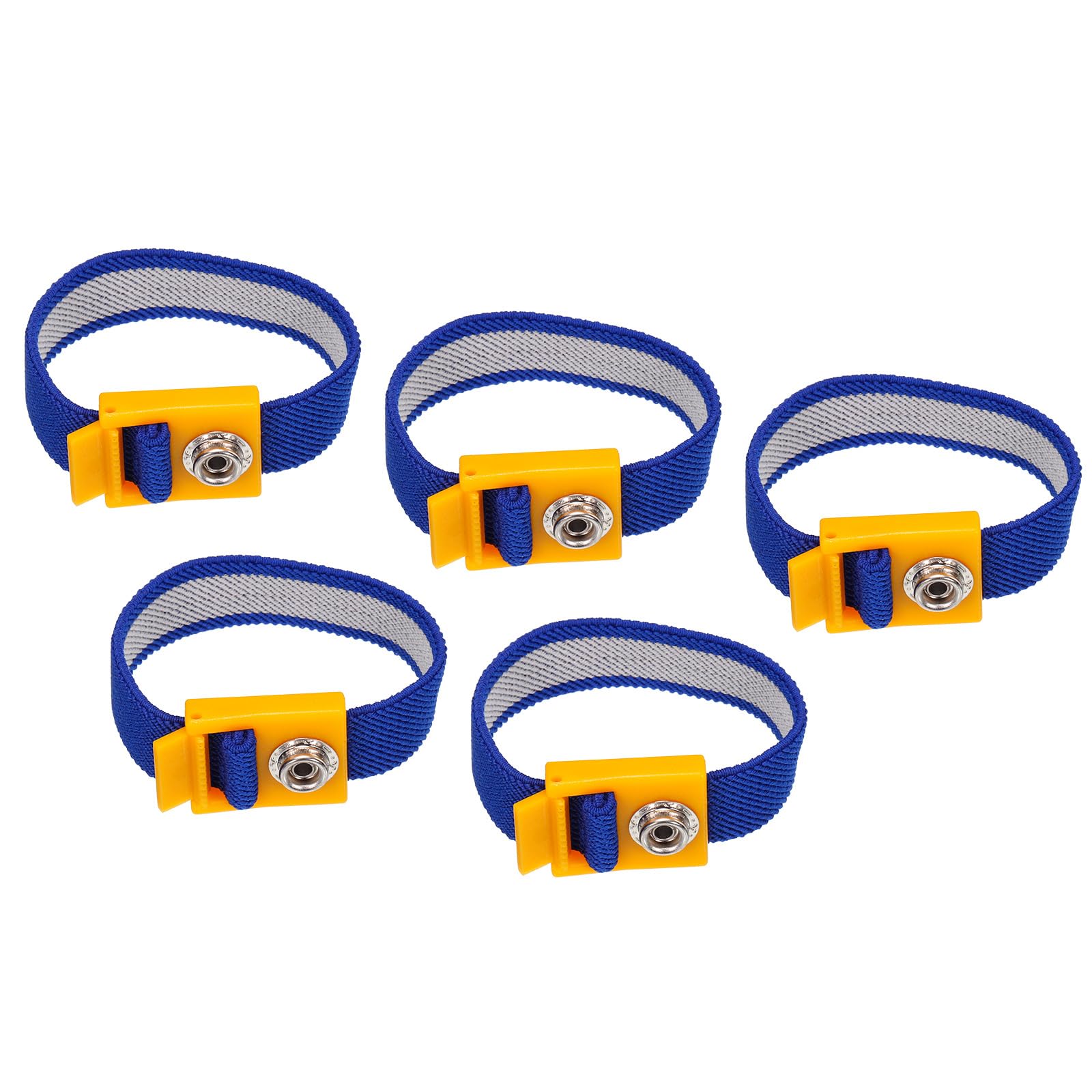sourcing map ESD Anti Static Wrist Strap, 3.5 Inch 5Pcs Adjustable Antistatic Bracelet White Yarn for Computer Electronics Repair Blue