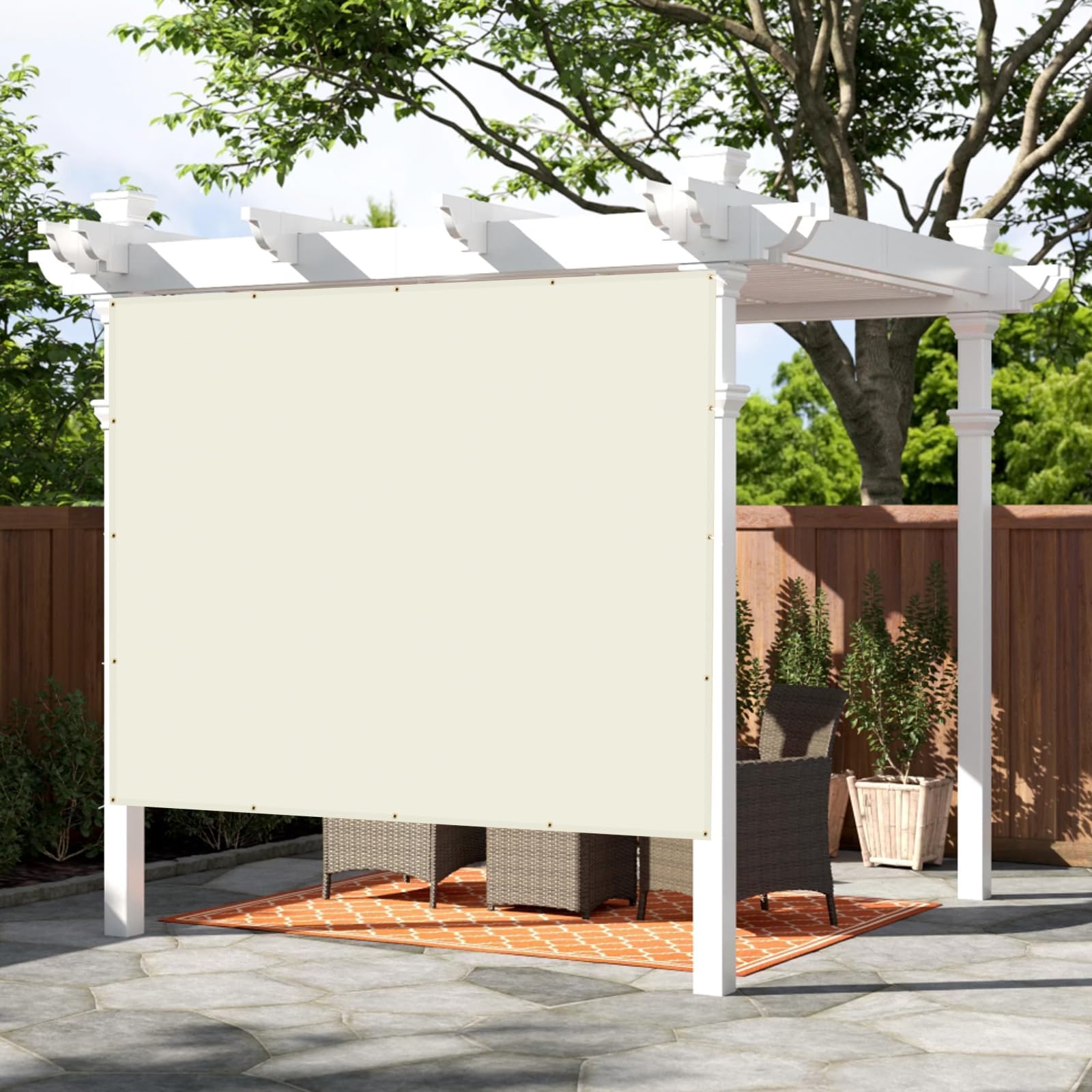SUNNY GUARD Shade Cloth 6x8 FT Sun Shade Screen Fabric HC-004 Shade Cover Tarp with Grommets for Pergola Backyard Garden, Butter Cream
