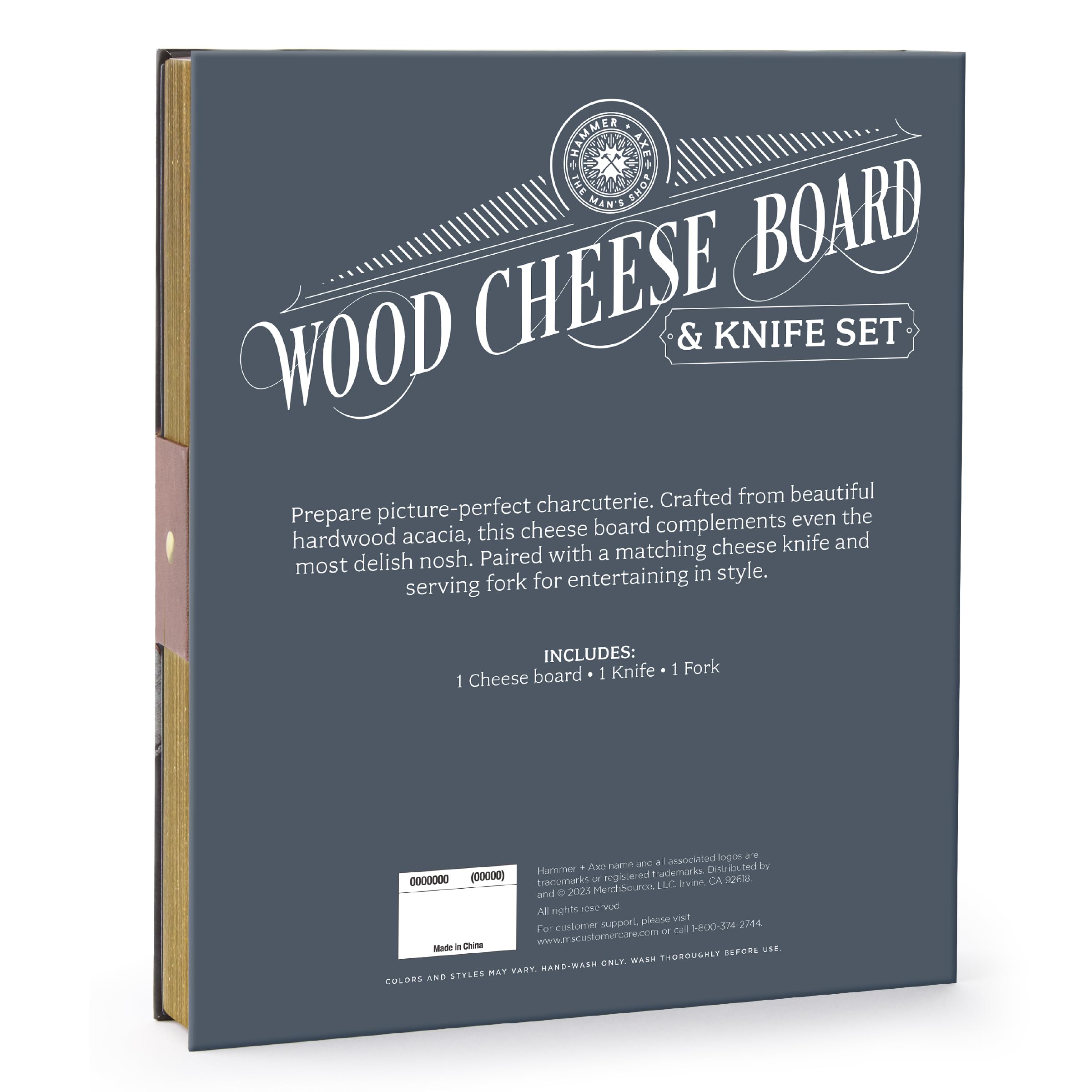 Hammer + Axe™ Planche à fromage et couteaux en bois d'acacia avec boîte à livres décorative – Parfait pour la charcuterie, les accords de vin et le service élégant | Cadeau de pendaison de crémaillère