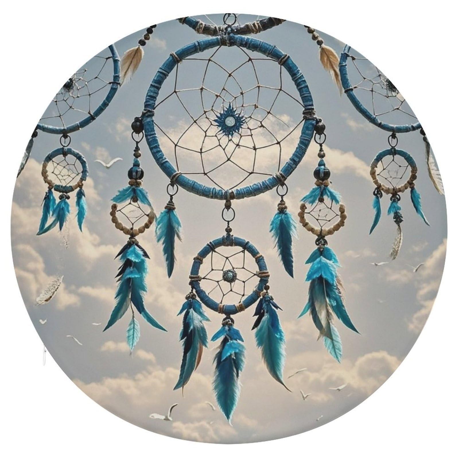 LZQPOEAS Native Dream Catcher Swivel Seat Cushion with Supportive Memory Foam Comfort Round Bar Stool Cushion 15.3" Diameter Rotating Seat Cushions Fashion Chair Pad for Car Office Home