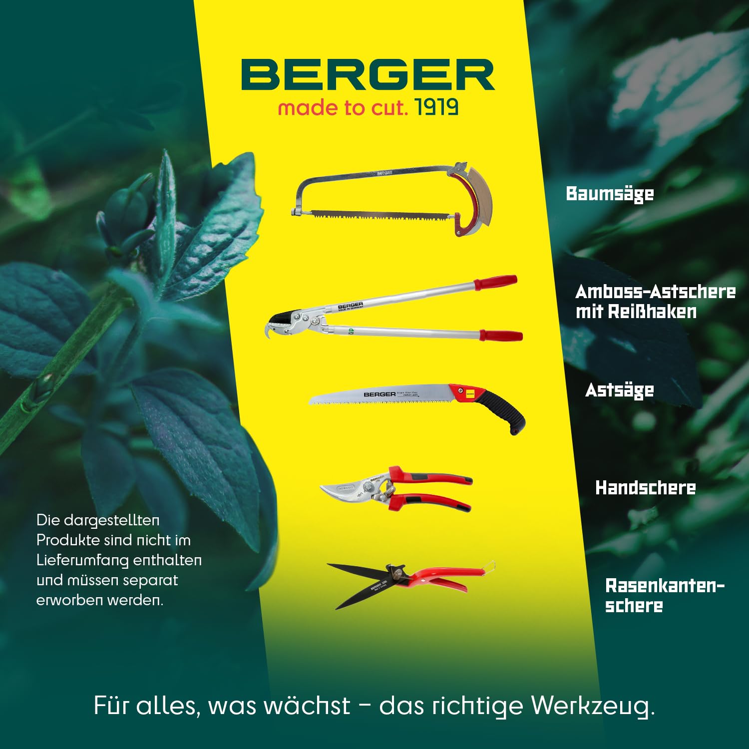 BERGER Heckenschere 4490 mit Buchenholzgriffen | Heckenschere manuell mit 24 cm Schnittlänge | Gerade Klingen & Anschlagdämpfer | Handheckenschere mit 2 Saftrillen | Astabschneider | Made in Germany