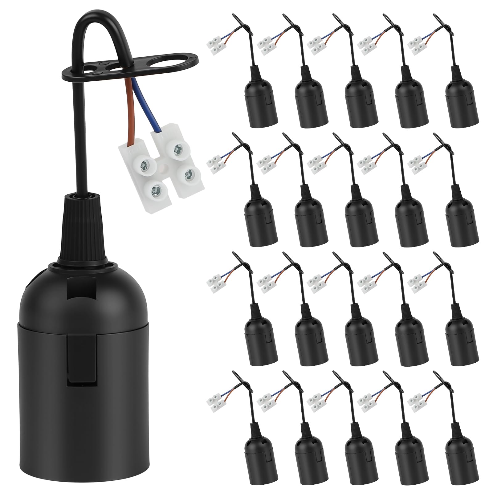 QZYIPI 20 x Baufassung E27 Lampenfassung mit Kabel, Fassung