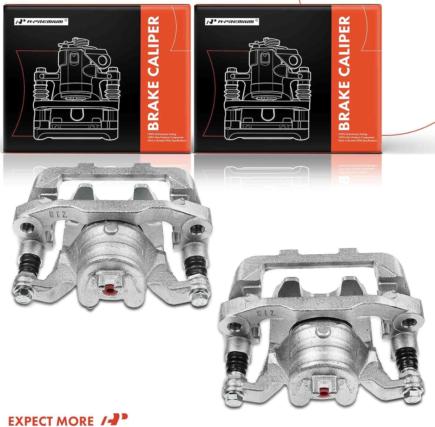 A-Premium Disc Brake Caliper Assembly with Bracket Compatible with Select Infiniti and Nissan Models - QX56 2011-2013, QX80 2014-2018, Armada 2017-2018, V8 5.6L - Rear Side, 2-PC Set