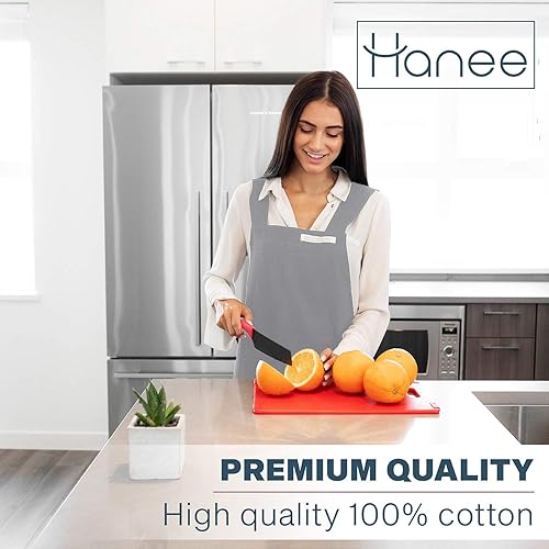 Miniatura 2 de HANEE Delantales de algodón para mujer y hombre  Delantal cruzado con bolsillos