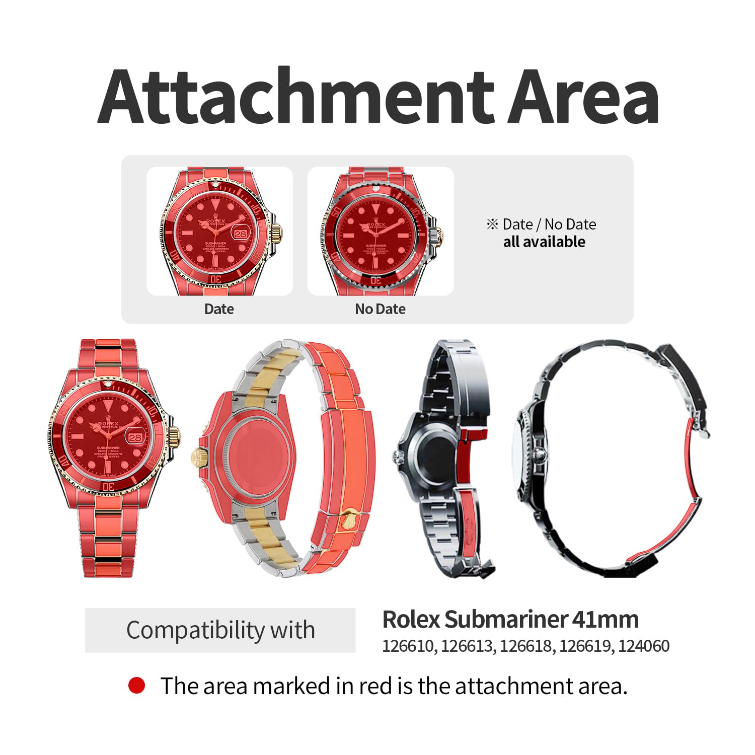 skoko [1 juego completo] Película de protección corporal compatible con Rolex Submariner 41mm Ref. 124060 126610 126613 126618 126619, piel transparente brillante, cobertura completa, antiarañazos