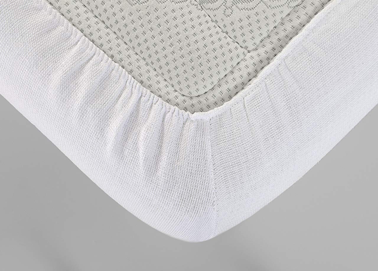 BIANCHERIAWEB Traversa Coprimaterasso Per Letto In Spugna 100% Cotone Jacquard Made In Italy Angoli Elasticizzati Matrimoniale Bianco 450gr/mq