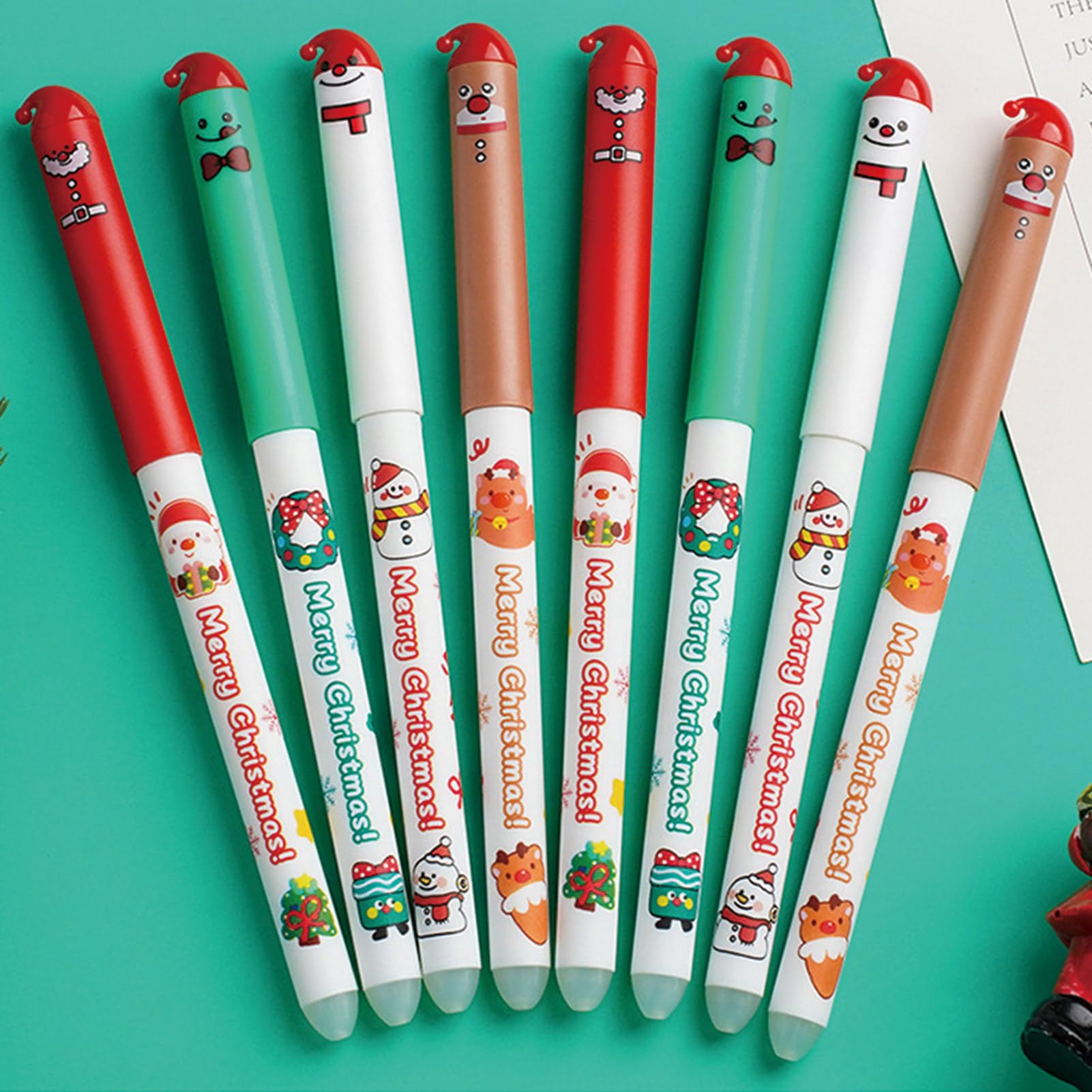 4 Pcs Cute Erasable Pens Cartoon Christmas Gel Pen 0 5mm Black Ink Smooth Writing Pen Kawaii Xmas — view 2