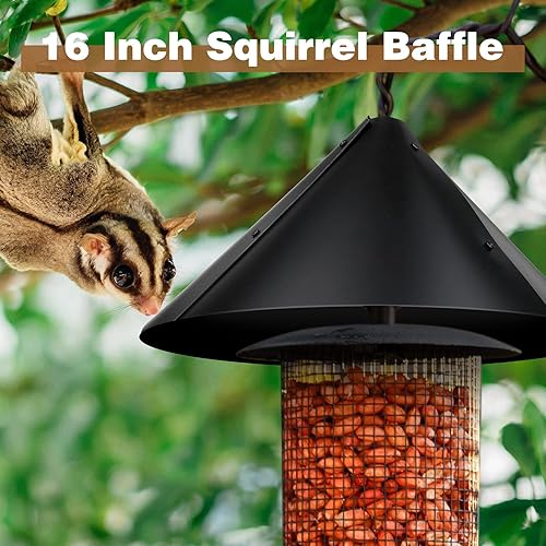 Miniatura 4 de Tanlade Paquete de 2 protectores deflectores de ardillas, de plástico negro, ancho envolvente, para mantener a las ardillas alejadas del alimentador