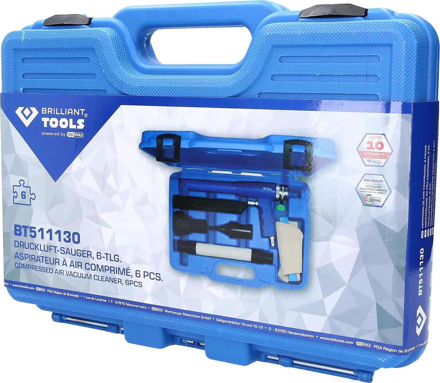 BRILLIANT TOOLS BT511130 Aspiratore ad aria compressa, 6 pz [Powered by KS TOOLS]
