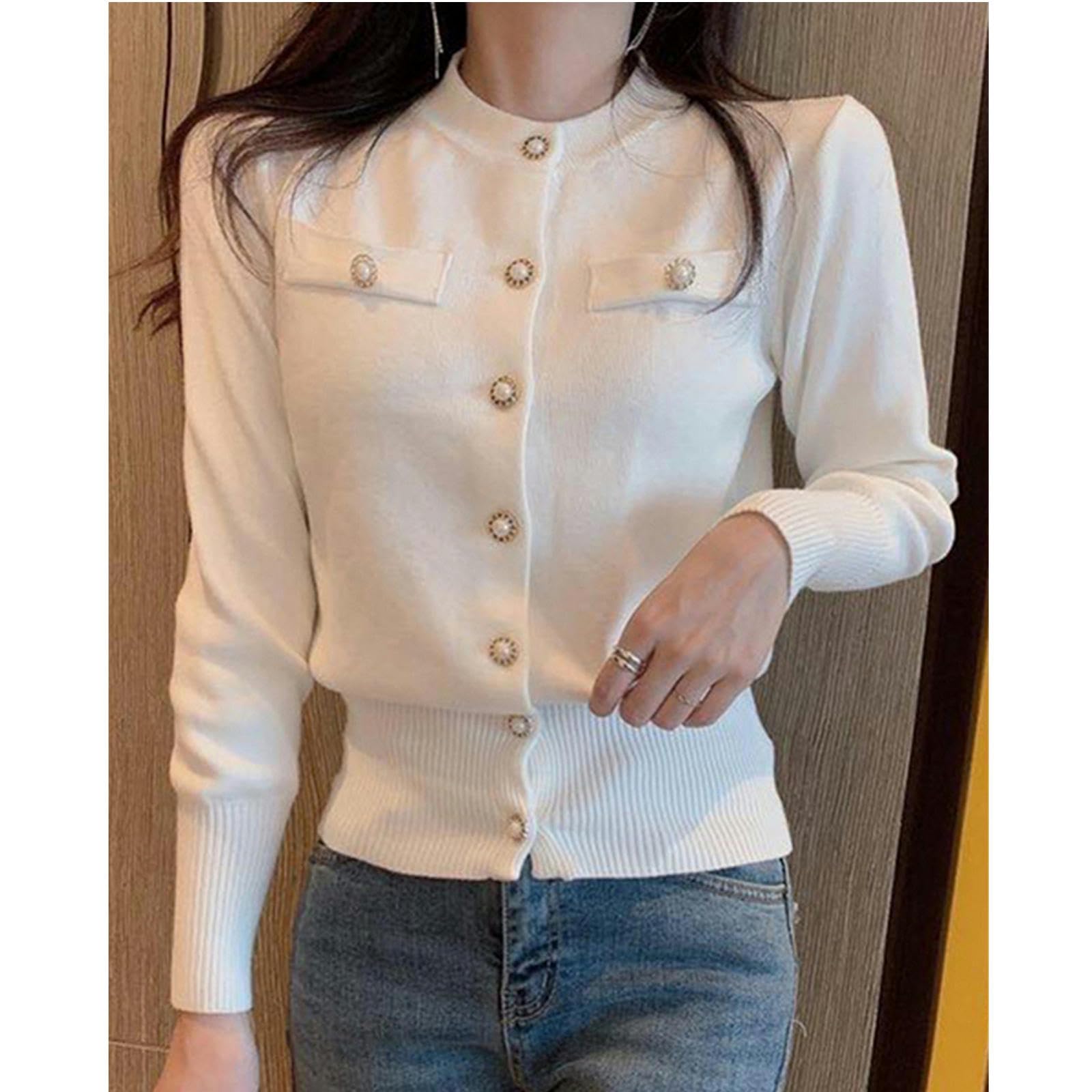 NOGRAX Cardigan Estivo Donna Fashion Women Cardigan Maglione A Maglia A Maglia A Maniche Lunghe Casual Single Slim Slim Top