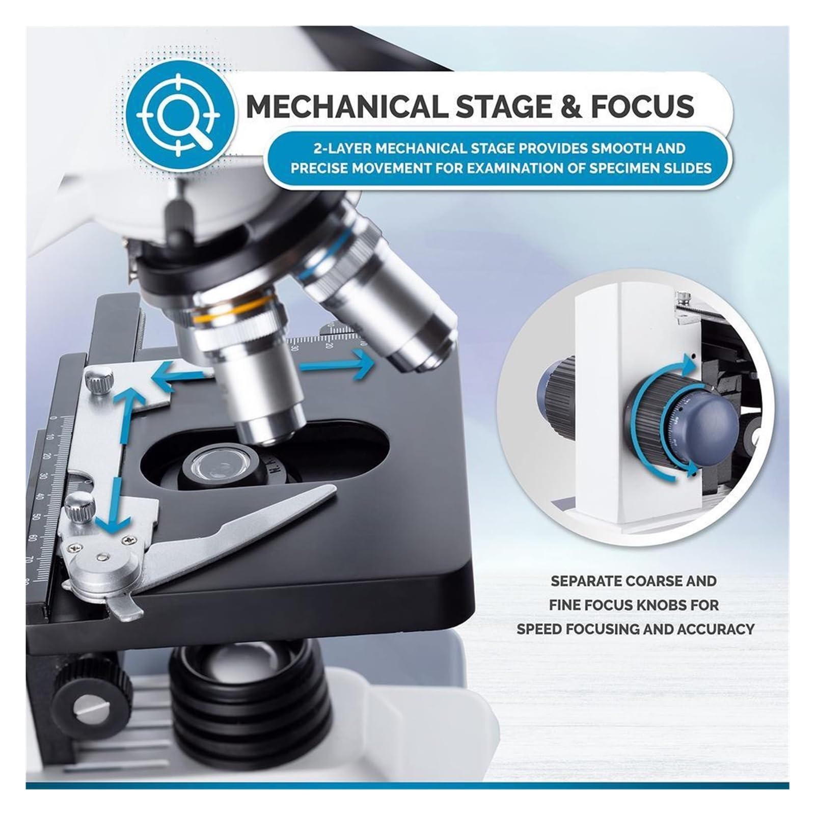 Microscopio Composto binoculare a LED con ingrandimento 40X-2500X, Fotocamera USB da 0,3 MP, Scelta Economica per Studenti e Professionisti in Laboratorio