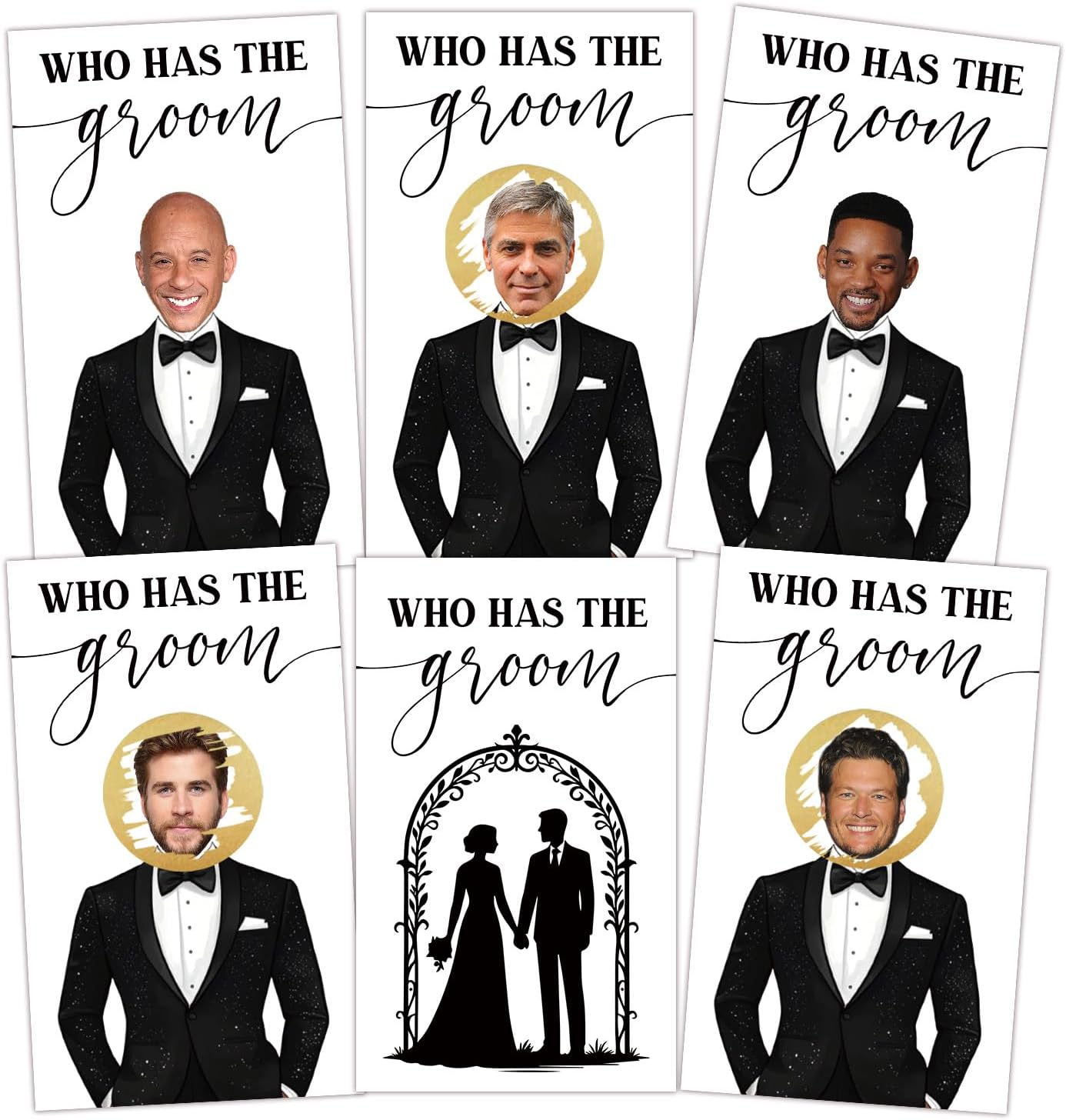 Who Has the Groom Scratch Off Cards-Funny Bridal Shower Games, Bachelorette Party & Wedding Shower Activities-Unique Groom Headshot & Wedding Arch Design Scratch Off Game Cards for Guests-40 Pack