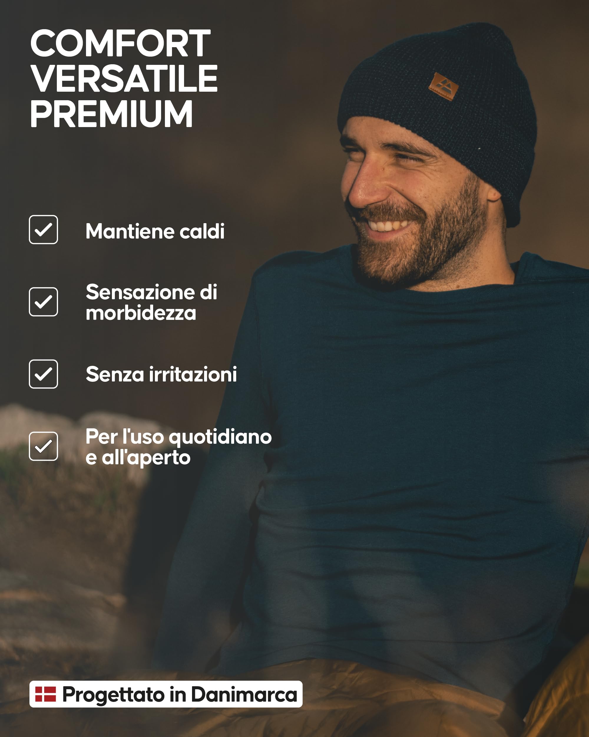 DANISH ENDURANCE Cappello Lana Merino, Berretto Beanie in Maglia Termica, da Uomo e Donna