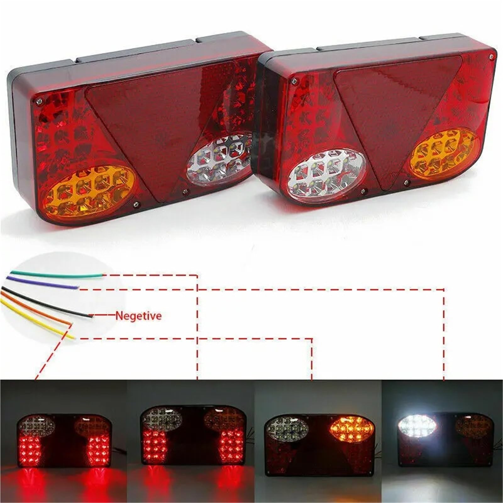 Luz Trasera 2 Luces Traseras Para Remolque Camión 12V-24V 147 LED Señal Freno Intermitentes, Luces Traseras Freno Linterna.